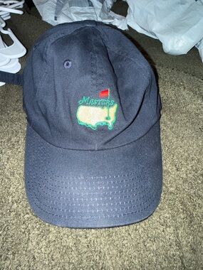 Masters Navy Blue Embroidered Golf Cap with Green and Yellow Logo